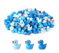 Lyreh 120 Pcs Blue Theme Mini Resin Ducks, Cute Tiny Ducks Decoration Miniature Ducks Figurines Small Duck Ornament for Dollhouse Landscape Ornament Gift Exchange