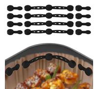 Lyreh 12pcs Air Fryer Magnetic Silicone Buckles Strip, 4 Long and 8 Round Liner Magnets for Holding Parchment Paper Accessories to Prevent Paper from Covering Food or Contacting Heating Element