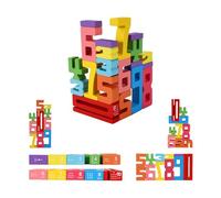 Lyreh 20pcs Wooden Number Building Blocks, Colorful Wood Montessori Digital Stacking Blocks Puzzle with 15pcs Learning Cards for Kid Math Learning Parent-Child Interaction Skills Development Toys