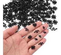 Lyreh 210pcs Halloween Mini Resin Creatures, Miniature Bats Snakes Spiders Tiny Small Bugs for DIY Crafts Fairy Garden Micro Landscaping & Party Decorations (Black)
