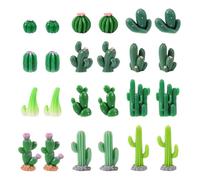 Lyreh 24pcs Miniature Resin Cactus, 12 Sizes Mini Cactus Figurines Tiny Small Cute Resin Succulent Plant Decor Accessories for Car Interior Office Desk Balcony Micro Landscape Courtyard (Green)