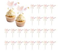 Lyreh 24pcs Silly Goose Party Cupcake Toppers, Paper Funny One Bow Silly Goose Cupcake Decoration Accessories for Animal Theme Party Birthday Cake Supplies Baby Shower Dessert Decor