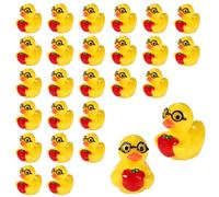 Lyreh 25pcs Back to School Resin Ducks, Mini Tiny School Theme Miniature Duck Small Little Resin Animal for DIY Dollhouse Garden Bonsai Micro Landscape(Apple Style)