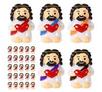Lyreh 25pcs Little Jesus Statues, Resin Tiny Jesus Figures Religious Sacred Mini Jesus 5 Colors Miniature Jesus Small Pocket Jesus for Christmas Day Thanksgiving Day Easter Day Gift