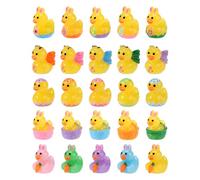 Lyreh 25pcs Mini Resin Ducks for Easter, 5 Styles Tiny Ducks Resin Easter Butterfly Small Basket Stuffers Little Miniature Figurines Eggs Rabbit Duckies Carrot Rabbit Ear Decoration