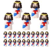 Lyreh 25pcs Miniature Jesus Statue with Red Heart, PVC Material Mini Easter Figures Toy Decor Tiny Small Valentine's Day Little Jesus for Easter Day Party Valentine's Day Favor Gift and Decor (Blue)