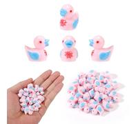 Lyreh 25pcs Tiny Spider Resin Ducks, Small Resin Duck with Spider Web Miniature Garden Decorations Mini Landscape Decor for Home Office Car Decor Festive Gift(Pink)