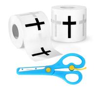 Lyreh 2pcs Christian Cross Athletic Tape, 23ft Serrated Edges Cross Sports Tape with Scissors Religious Wrist Wrap for Tennis Basketball Gymnastics Boxing & All Sports (White)