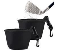 Lyreh 2pcs Golf Cleaning Bag, Black Waterproof Liner Golf Ball and Club Cleaning Bag with Detachable Clip Portable Machine Washable Outdoor Sport Accessories for Golfers
