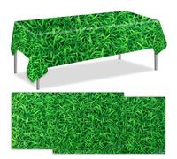 Lyreh 2pcs Green Grass Table Cloth, 54x108in Plastic Grass Print Tablecloth for Various Indoor or Outdoor Events Golf Sports Theme Parties Tablecover Birthdays Game Picnic Garden Barbecue Decoration