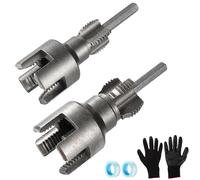 Lyreh 2pcs Integrated Internal & External Pipe Threading Tool, Steel 1/2'' & 3/4'' Internal External Water Pipe Threader for Electric Drilling Dual-Function Pipes Thread Cutting Tool for Home Repair