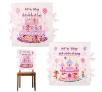 Lyreh 2pcs It's My Birthday Chair Cover, Happy Birthday Kid Seat Covers Classroom Chair Decorations Cupcake Seat Back Decor for Party Home School Office (Pink)