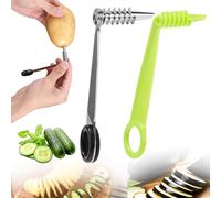 Lyreh 2pcs Spiral Cutter Knives, Stainless Steel Plastic Vegetable Slicer Cutter Manual Spiral Screw Slicer Practical Kitchen Accessories for Potatoes Cucumbers Carrots Fruits