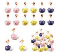 Lyreh 30pcs Mini Resin Goose, 3 Color Tiny Small Resin Goose Miniature Decorations for DIY Summer Dollhouse Garden Bonsai Micro Landscape(Hawaii Style)
