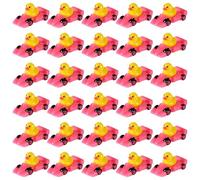 Lyreh 30pcs Racing Mini Resin Duck, Tiny Small Drag Racing Resin Ducks Dollhouse Miniature Accessories for Car Themed Party Decor DIY Micro Little Garden Landscape Bonsai(Pink)