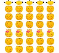 Lyreh 35pcs Halloween Mini Pumpkins, Luminous Tiny Resin Pumpkins Small Halloween Decorations for Home Cake Decoration Craft DIY