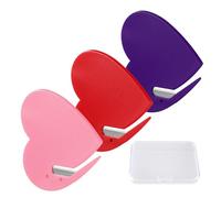 Lyreh 3pcs Envelope Opener Set, Heart Shaped Letter Opener with Safety Concealed Blade Smooth Mail Slitter Tool for Wrapping Bag Packages Express Box Home Office (Pink, Red, Purple)