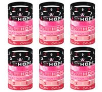Lyreh 48pcs Breast Awareness Bracelets, 8 Styles Silicone Pink Ribbon Inspiring Wristbands Practical Faith Courage Accessories for Charity Event Gifts Party Supplies