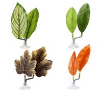 Lyreh 4pcs Betta Leaf Hammocks, Adjustable Plastic Betta Bed Resting Spot Tank Decor Aquarium Plant Decoration with Suction Cup & Bracket for Four-Eyed Silk Fish Guppy to Rest (Yellow, Green, Brown)