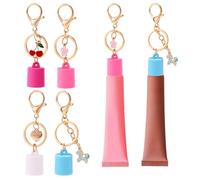 Lyreh 4pcs Lip gloss Holder Keychain for Summer Fridays, Silicone Lip Balm Keychain for 0.55-0.7in Caps Portable Accessories Bags Keys Lanyards On-the-Go Touch-Ups