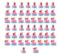 Lyreh 50pcs Mini Flamingo Resin Ducks, Summer Swim Rings Bikinis Small Little Flamingo Miniatures Tiny Resin Ornament Animals for Dollhouse Garden Landscape Decoration DIY Crafts (Style 2)