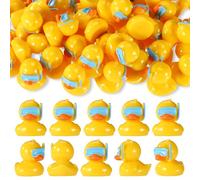 Lyreh 50pcs Summer Themed Mini Resin Ducks, Small Cute Beach Tiny Duck Animal Beach Miniatures Figurine with Diving Goggles for DIY Dollhouse Micro Garden Landscape Bonsai Decor Hide & Seek Game Favor