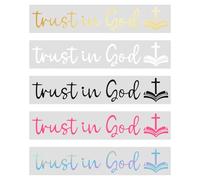 Lyreh 5pcs Trust in God Rearview Mirror Decal, Trust in God Rear View Mirror Sticker New Car Decorations Christian Car Accessories for Vehicle Water Bottle Laptop Decor