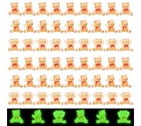 Lyreh 60pcs Mini Resin Teddy Bears, Small Glow in The Dark Bears Cute Tiny Teddy Bear Figurines Miniature Animals Figures Garden Doll House Car Graduation Season Theme Decoration Accessories
