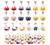 Lyreh 60pcs Tiny Resin Goose, 3 Color Mini Small Little Hawaii Bikini Goose Combo Miniature Animals Figures Decorations Accessories for DIY Summer Dollhouse Garden Bonsai Micro Landscape