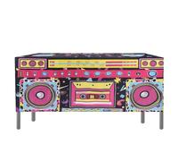 Lyreh 6FT Theme Tablecloth, 72x30x30in Disco Retro Radio Themed Table Cover Washable Table Cloth Polyester Rectangle 90s Desk Protector Hip Hop Party Decorations for Themed Events Birthday DJ Nights