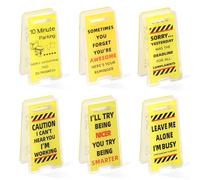 Lyreh 6pcs Funny Sticky Note Holder Clip, Funny Office Gifts Overstimulated Desk Sign Hilarious Mini Caution Signs for Desk Coworkers Presents