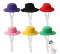 Lyreh 6pcs Mini Desk Goose Hats, Cute Desk Animal Figurines Headwear Decoration for 7 Inch Magnetic Porch Goose Statue Key Holder Outfits Accessories, Perfect for Office Home Party (6 Colors)