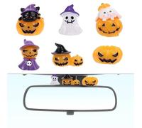 Lyreh 6pcs Mini Halloween Statues, Resin Miniature Car Rear View Mirror Decorations Funny Small Tiny Car Resin Decorations Suitable for Friend Colleagues Gift