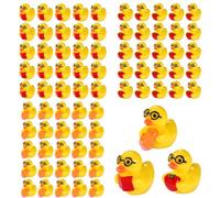 Lyreh 75pcs Back to School Mini Resin Ducks, 3 Style Tiny Small Resin Themed Duck Back to School Miniature for DIY Dollhouse Garden Bonsai Micro Landscape