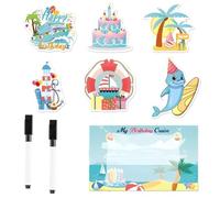 Lyreh 7pcs Birthday Cruise Door Decoration Magnets Signs, Funny Birthday Cruise Ship Door Magnets Stickers with 2 Marker Pens Practical Accessories for Refrigerator Computer Car Party Decor