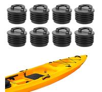 Lyreh 8pcs Kayak Scupper Plug Kit, Universal Watertight Rubber Push-In Rib Boat Drain Livewell Plugs with Reinforced Handle for Sit-On-Top Kayaks Canoes & Boats Accessories (Black)