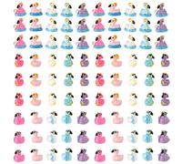 Lyreh 90pcs Mini Flamingo Resin Ducks, Summer Swim Rings Bikinis Sunglasses Surfboards Small Flamingo Miniatures Tiny Resin Animals for Dollhouse Garden Landscape Decor DIY Crafts (Style 3)
