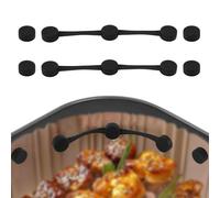 Lyreh Air Fryer Magnets Set, Universal Compatibility Silicone 2pcs Strips 4pcs Buckles Air Fryer Accessories for Protecting Basket from Scratches Secure Paper Liner Fixing(Black)