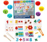 Lyreh Arithmetic Math Toy Set, Premium Toddlers Math Beads Counting Toy Kit with Colored Beads Numbers & Cards Suitable for Boys Girls Gift