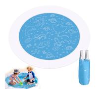 Lyreh Baby Beach Pool, 6.23x6.23ft Waterproof Kiddie Pool with Water Bucket Portable Toddler Paddling Pools Shallow Beach Puddle Mat Toy Splash Essentials for Infant Kids Boys and Girls