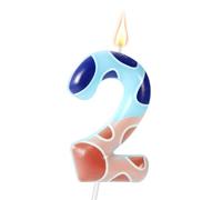 Lyreh Blue Dog Paw Themed Birthday Candle, Number 2