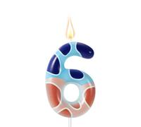 Lyreh Blue Dog Paw Themed Birthday Candle, Number 6