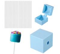 Lyreh Cake Pop Mold with 20 Sticks, Plastic Blue 3D Cake Pop Maker for Weddings Birthdays Cupcake Desserts Ice Cream Candy Chocolate Molds for Home Baking (Square Shape)