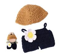 Lyreh Clothes Set for Doll, Knitted Flower Overalls Crochet Clothes Outfit Cute Kawaii Fashion Costume Accessories for 6.7in Dolls