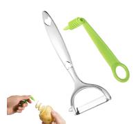 Lyreh Green Spiral Cutter with Metal Potato Peeler, Manual Vegetable Spiralizer Knife Ergonomic Grip Slicer Peeler Tool for Fruits Cucumber Carrots Kitchen Accessories Multifunctional Kitchenware
