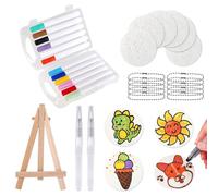 Lyreh Magic Puffy Paint Kit, Funny Foam Texture Painting Kit 3D Drawing Magic Canvas Sponge with 12 Markers Pen Bead Chain Small easel Practical Art Supplies for Kids Adults