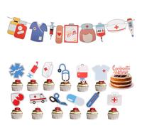 Lyreh Nurse Graduation Party Supplies, Happy Nurse Week Cupcake Toppers Nursing School Graduation Cake Decorations for RN Themed Birthday Party Thank You Cake Picks