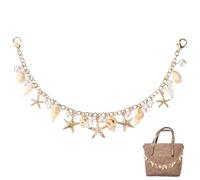 Lyreh Ocean Handbag Chain, Alloy Premium Beach Conch Pearls Starfish Shells Bag Charm Stylish Gold Seaside Beachy Seashell Bag Jewelry Decoration Accessories for Women Friend Wife Gift