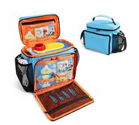 Lyreh Portable Organizer Case Compatible with Little Tikes Story Dream Machine Starter Set, Oxford Cloth Toy Storage Bag with Shoulder Strap Handle Side Mesh Pockets Only Bag(Blue & Orange)