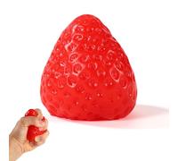 Lyreh Strawberry Squishy Toy, Funny Cute TPR Squishy Stress Relief Toys Soft Kawaii Fruit Food Fidget Jelly Things Christmas Birthday Gift for Kids Adult Office School Relax (Red)